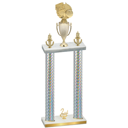 Double Silver Carbon Fiber Second Place Basketball Trophy