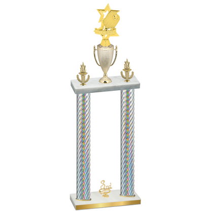 Double Silver Carbon Fiber Third Place Pickleball Trophy