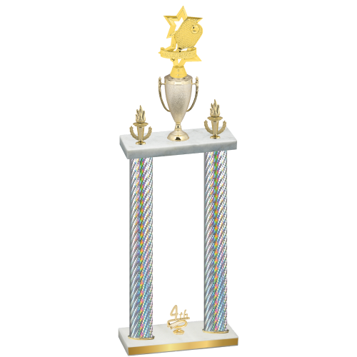 Double Silver Carbon Fiber Fourth Place Pickleball Trophy