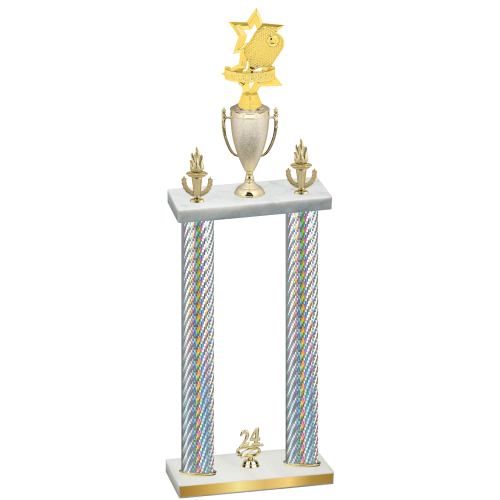 Double Silver Carbon Fiber Year Pickleball Trophy
