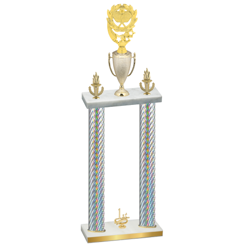 Double Silver Carbon Fiber First Place Pickleball Trophy