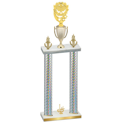 Double Silver Carbon Fiber First Place Pickleball Trophy