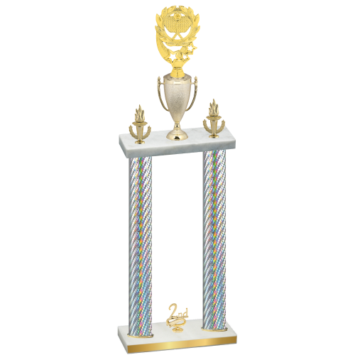 Double Silver Carbon Fiber Second Place Pickleball Trophy