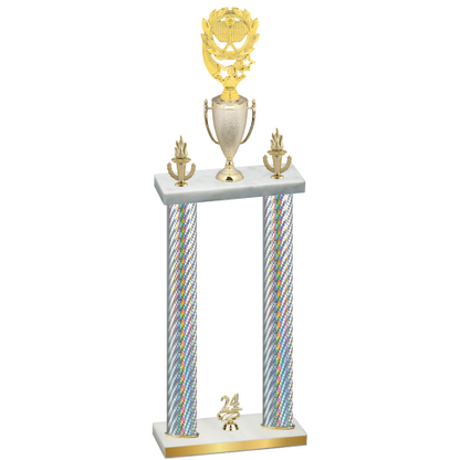Double Silver Carbon Fiber Year Pickleball Trophy