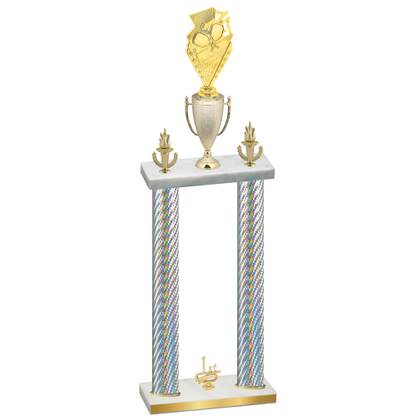 Double Silver Carbon Fiber First Place Pickleball Trophy