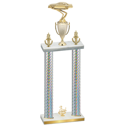 Double Silver Carbon Fiber Third Place Cars Trophy