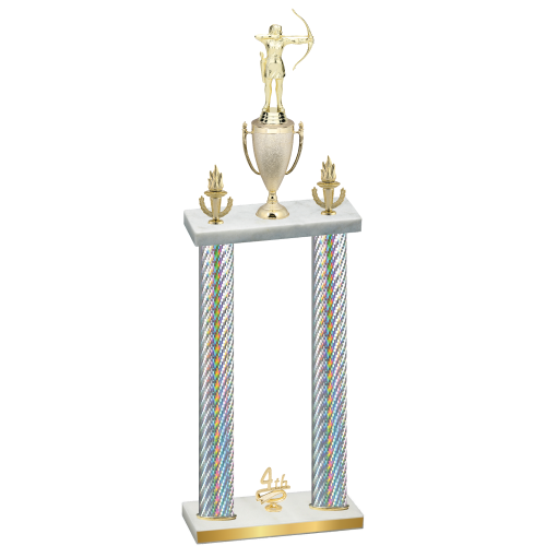 Double Silver Carbon Fiber Fourth Place Archery Trophy