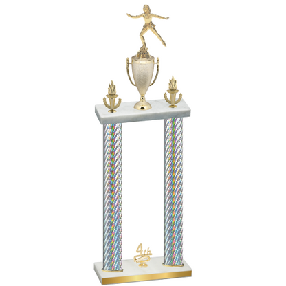 Double Silver Carbon Fiber Fourth Place Skater Trophy