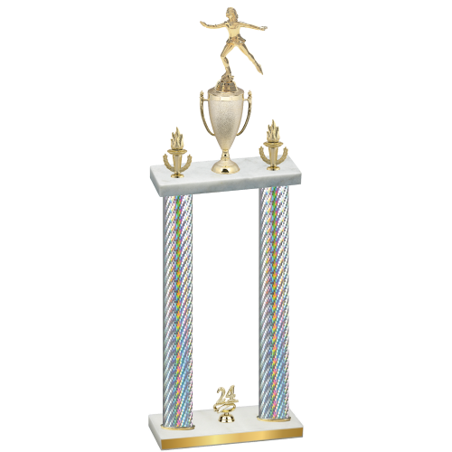 Double Silver Carbon Fiber Year Skater Trophy