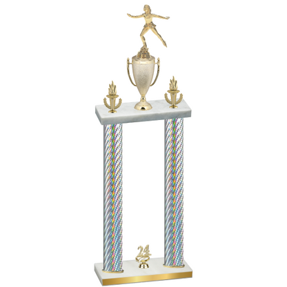 Double Silver Carbon Fiber Year Skater Trophy