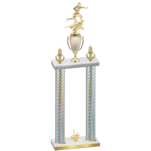 Double Silver Carbon Fiber First Place Flag Football Trophy