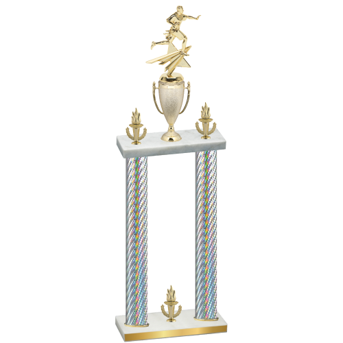 Double Silver Carbon Fiber Victory Flag Football Trophy