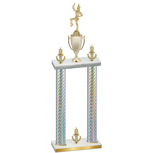 Double Silver Carbon Fiber Victory Majorette Trophy