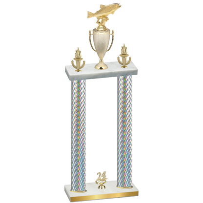Double Silver Carbon Fiber Year Fishing Trophy