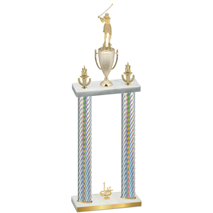 Double Silver Carbon Fiber First Place Golf Trophy
