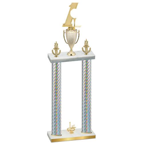 Double Silver Carbon Fiber First Place Golf Trophy