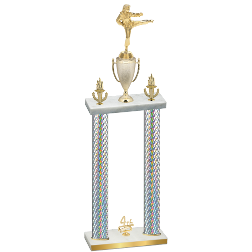 Double Silver Carbon Fiber Fourth Place Karate Trophy