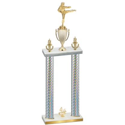 Double Silver Carbon Fiber Fourth Place Karate Trophy