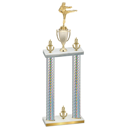 Double Silver Carbon Fiber Victory Karate Trophy