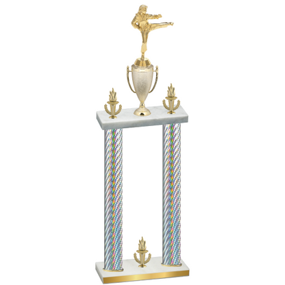 Double Silver Carbon Fiber Victory Karate Trophy
