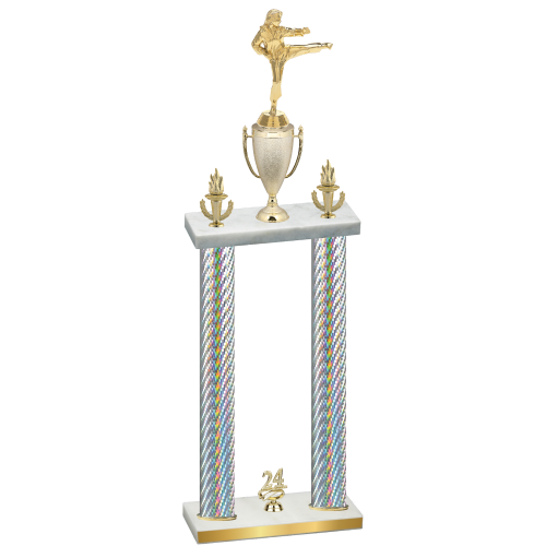 Double Silver Carbon Fiber Year Karate Trophy