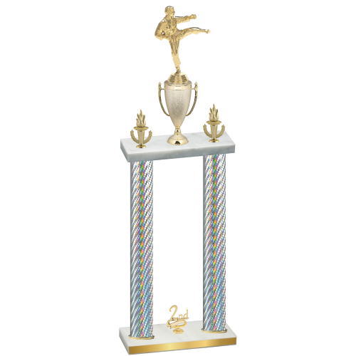 Double Silver Carbon Fiber Second Place Karate Trophy