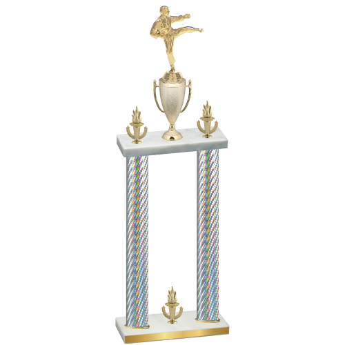 Double Silver Carbon Fiber Victory Karate Trophy
