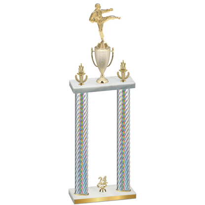 Double Silver Carbon Fiber Year Karate Trophy