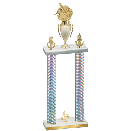 Double Silver Carbon Fiber Fourth Place Baseball Trophy