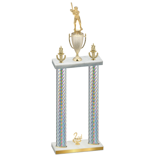 Double Silver Carbon Fiber Second Place Baseball Trophy
