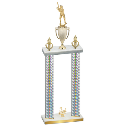 Double Silver Carbon Fiber Third Place Baseball Trophy