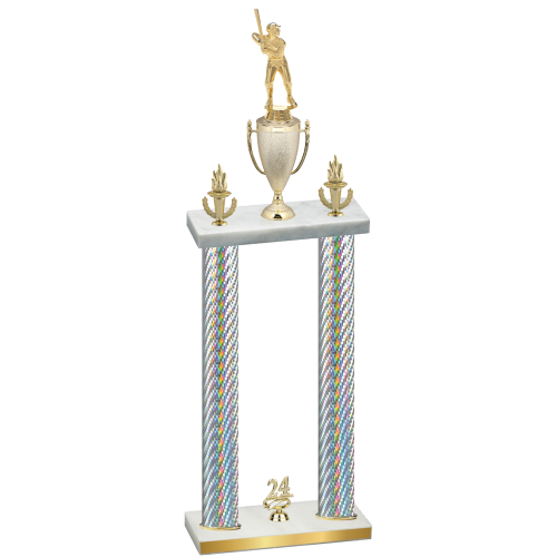 Double Silver Carbon Fiber Year Baseball Trophy