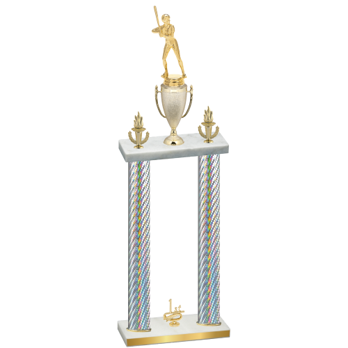 Double Silver Carbon Fiber First Place Softball Trophy