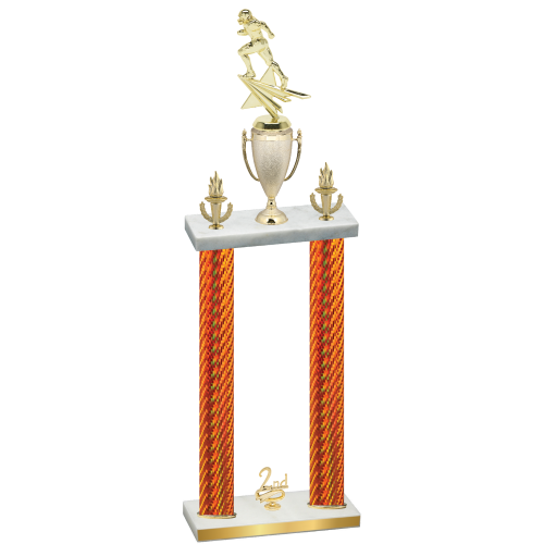 Double Orange Carbon Fiber Second Place Football Trophy