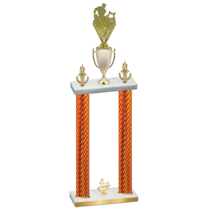 Double Orange Carbon Fiber Fourth Place Rugby Trophy