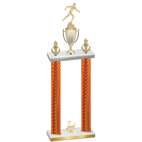 Double Orange Carbon Fiber Second Place Running Trophy
