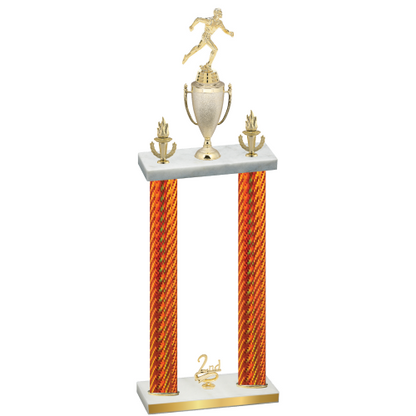 Double Orange Carbon Fiber Second Place Running Trophy