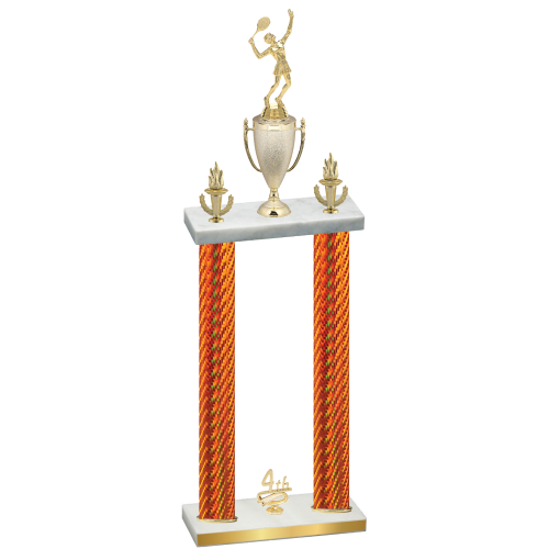 Double Orange Carbon Fiber Fourth Place Tennis Trophy