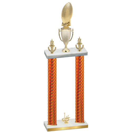 Double Orange Carbon Fiber First Place Football Trophy