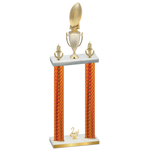 Double Orange Carbon Fiber Second Place Football Trophy