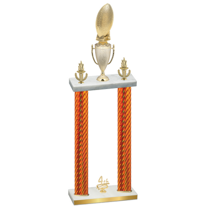 Double Orange Carbon Fiber Fourth Place Football Trophy