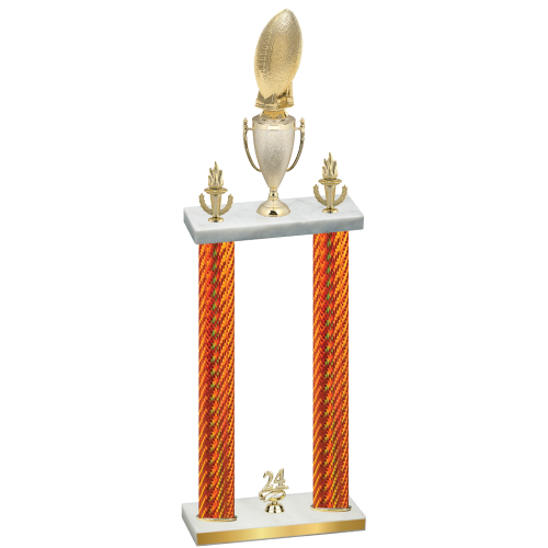 Double Orange Carbon Fiber Year Football Trophy