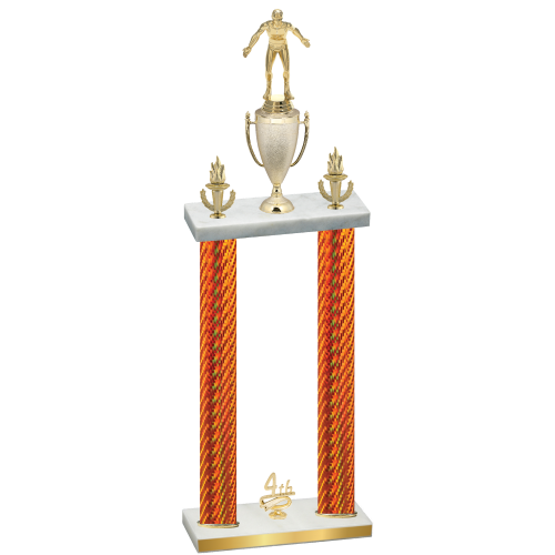 Double Orange Carbon Fiber Fourth Place Wrestling Trophy