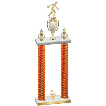 Double Orange Carbon Fiber Second Place Bowling Trophy