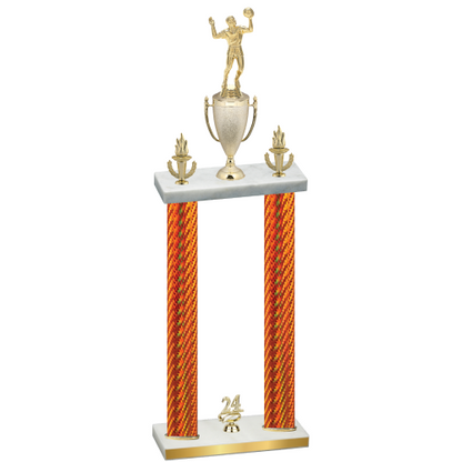 Double Orange Carbon Fiber Year Volleyball Trophy