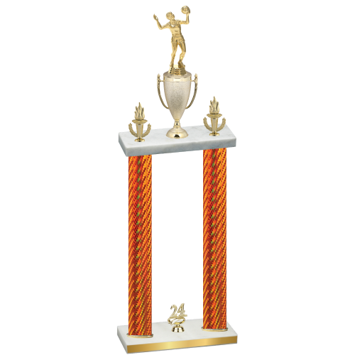 Double Orange Carbon Fiber Year Volleyball Trophy