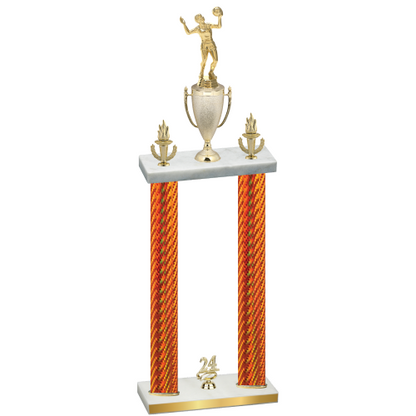 Double Orange Carbon Fiber Year Volleyball Trophy