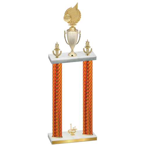 Double Orange Carbon Fiber First Place Volleyball Trophy