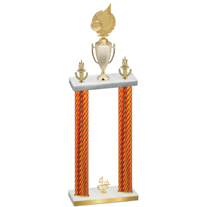 Double Orange Carbon Fiber Fourth Place Volleyball Trophy