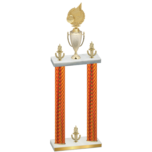 Double Orange Carbon Fiber Victory Volleyball Trophy